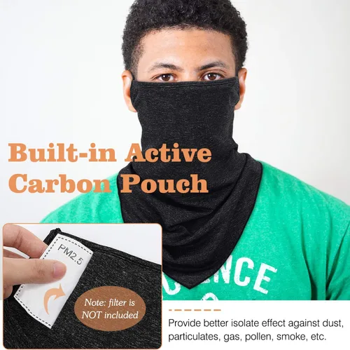 Vista 2 de MoKo Scarf Mask Bandana with Ear Loops 3 Pack, Neck Gaiter Balaclava with Filter Pocket UV Protection Mask