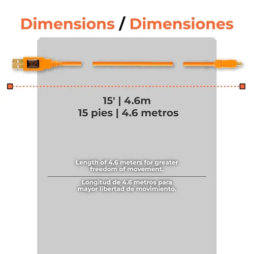 Vista 6 de Tether Tools TetherPro - Cable USB 2.0 a USB Micro-B de 5 pines, para transferencia rápida entre cámara y computadora, naranja de alta visibilidad