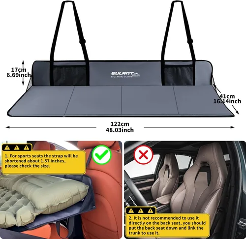 Vista 2 de Placa de extensión del colchón del asiento trasero del coche, extensor Gris-oscuro