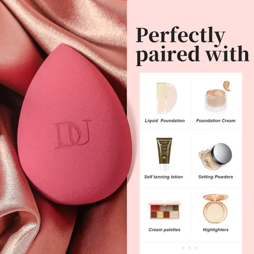 Vista 5 de DUcare Esponjas de maquillaje Esponja de maquillaje para mezclar bases líquidas, polvos y cremas