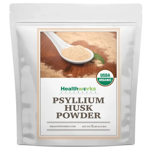 Vista 9 de Healthworks Superfoods Polvo de cáscara de psyllium orgánico 1 lb de fibra soluble Keto Organic, Powder, 1 lb, Soluble Fiber, Digestive Support