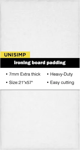 Vista 22 de UniSimp Funda y almohadilla para tabla de planchar de 15 x 54 pulgadas, algodón natural extra grueso, acolchado resistente a las manchas y a