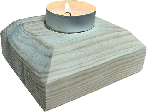 Vista 6 de Portavelas de madera para velas de té, 3.5 pulgadas, decoración del hogar de mesa (vela no incluida) (1, azul, barco)
