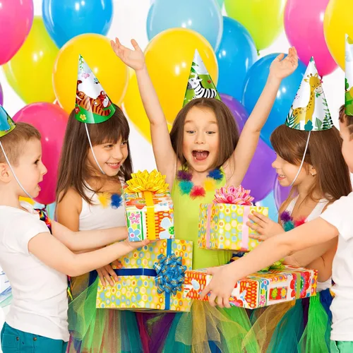 Vista 6 de 30 sombreros de fiesta de animales para niños, sombreros de cono de cumpleaños de safari, 6 x 7.87 pulgadas, suministros de fiesta de cumpleaños