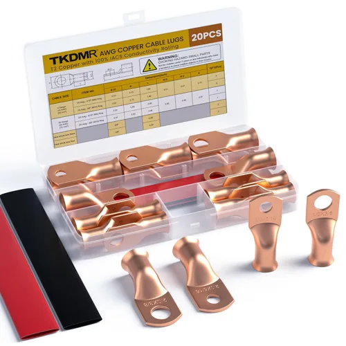 Vista 64 de TKDMR - Kit de 264 piezas de extremos de cable de batería, 132 piezas de terminales de anillo de lengüetas de cable de cobre resistentes AWG 8 6 4 2