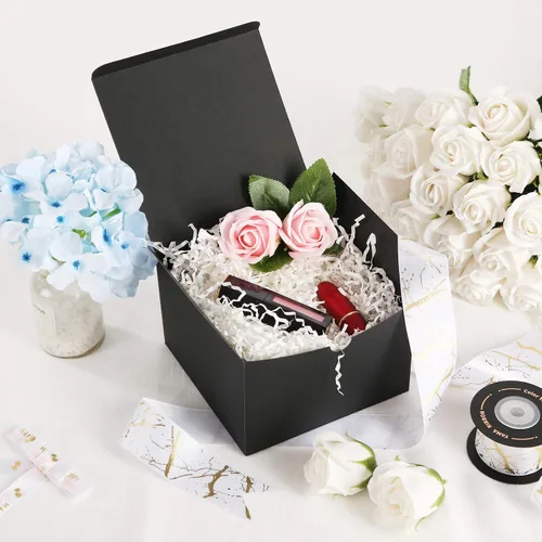 Vista 2 de JINMING 10 cajas de regalo 6x6x4 pulgadas, cajas de regalo mate negras a granel para el Día de la Madre, el Día del Padre, fiesta, cumpleaños, cajas