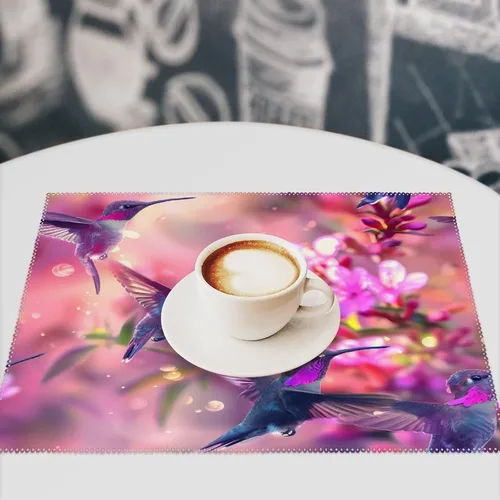 Vista 7 de Hummingbird Placemats Set of 6 Resistant Table Mats Washable Place Mats for Dinner Party Table Decoration