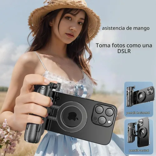 Vista 2 de Mini trípode magnético para selfie stick compatible con MagSafe para iPhone