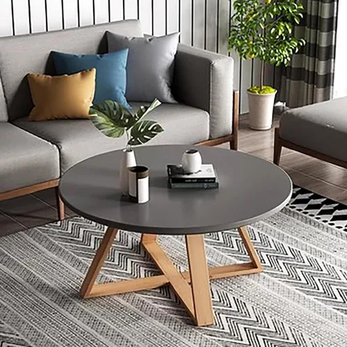 Vista 10 de HM&DX Mesa auxiliar de madera maciza, moderna mesa de centro redonda para sala de estar, mesa auxiliar de madera de granja, mesa auxiliar pequeña