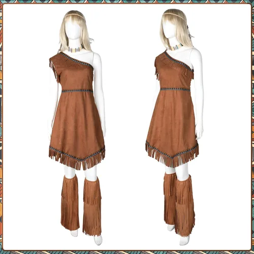 Vista 5 de Juego de 4 disfraces de Halloween para mujer, disfraz de princesa de doncella, vestido americano para Halloween (L)