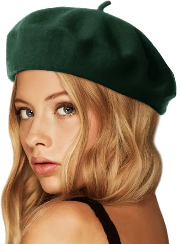 Vista 33 de Wheebo Boina de lana, color sólido, estilo francés, gorro cálido de invierno para mujeres y niñas Albaricoque