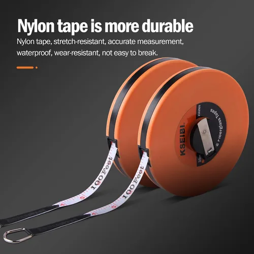 Vista 4 de KSEIBI 302910 cinta métrica de fibra de vidrio larga con impresión doble cara en pulgadas/métrica para trabajo de construcción (66 pies / 20 m)