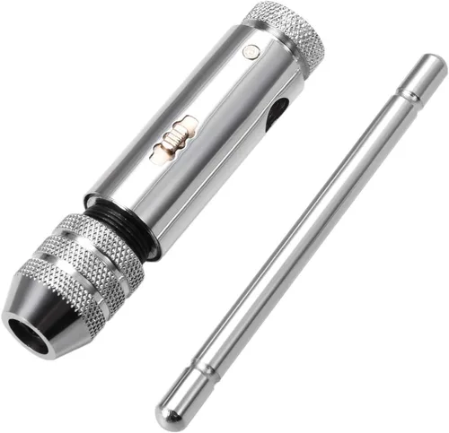Vista 4 de uxcell Llave de trinquete ajustable, mango en T, para roscas métricas M3-M8, soporte de mango en T de trinquete, herramienta de roscado manual