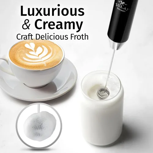 Vista 330 de Zulay Milk Boss Espumador de leche potente manual, hace espuma para latte, batidor para mezclar bebidas, café, miniespumador para capuchino, frappé
