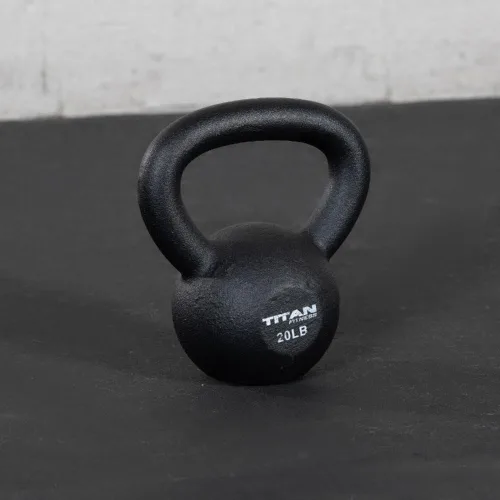 Vista 2 de Titan Fitness Pesa rusa de hierro fundido de 20 libras, fundición de una sola pieza, marcas LB, entrenamiento de cuerpo completo