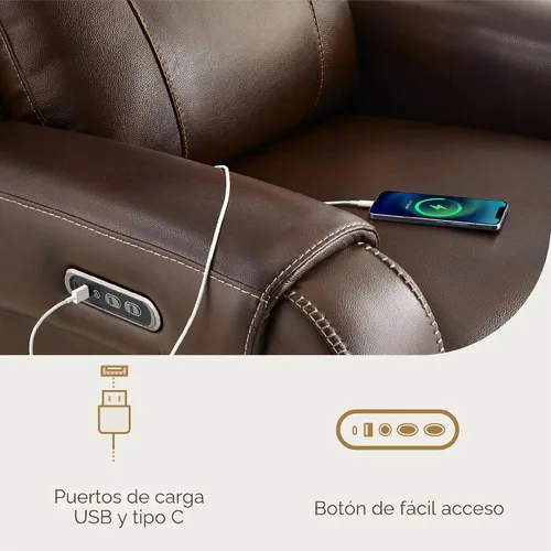 Vista 7 de CHITA Silla reclinable eléctrica de cuero genuino para adultos, sillón reclinable eléctrico que se acerca a la pared con reposacabezas eléctrico