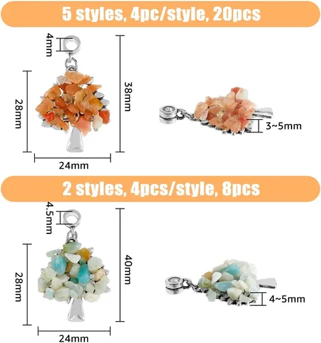 Vista 2 de SUPERFINDINGS Colgantes de piedras preciosas del árbol de la vida, cristal de cuarzo, 7 chakras, piedras preciosas de alambre de cobre, dijes