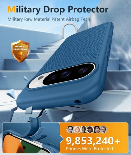 Vista 550 de FNTCASE Funda para iPhone 17 Pro: Fundas delgadas translúcidas de color azul claro compatibles con MagSafe, protección completa de la cámara