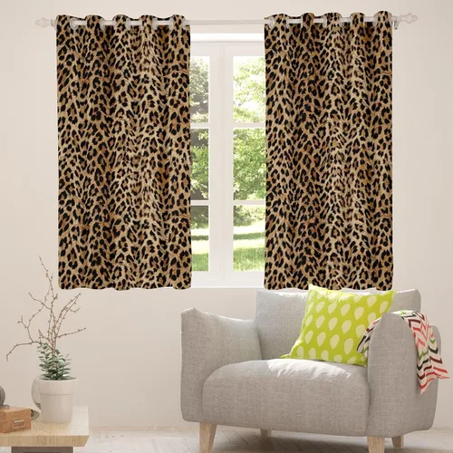 Vista 5 de Feelyou Cortinas opacas con estampado de leopardo de 30% a 50%, cortinas de oscurecimiento con estampado de guepardo para dormitorio, para niños