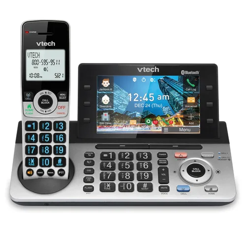 Vista 18 de VTech IS8251-3 - Teléfono inalámbrico de 3 manos de grado empresarial para oficina en casa, pantalla a color de 5", teclas de acceso directo