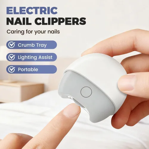 Vista 5 de Cortaúñas eléctrico automático 3 en 1, cortaúñas eléctrico actualizado 2026, recortador de uñas automático con almacenamiento de luz y restos