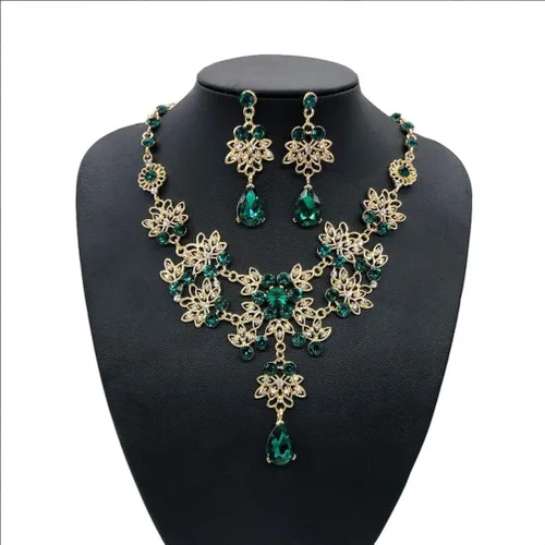 Vista 5 de Holibanna Rhinestone Jewelry Set Crown Necklace Earrings Wedding Jewelry Set Baroque Crown with Comb for Party Banquet