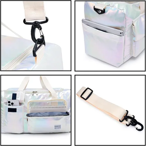 Vista 58 de Pequeña bolsa de gimnasio para mujer, bolsa de viaje con compartimento para zapatos