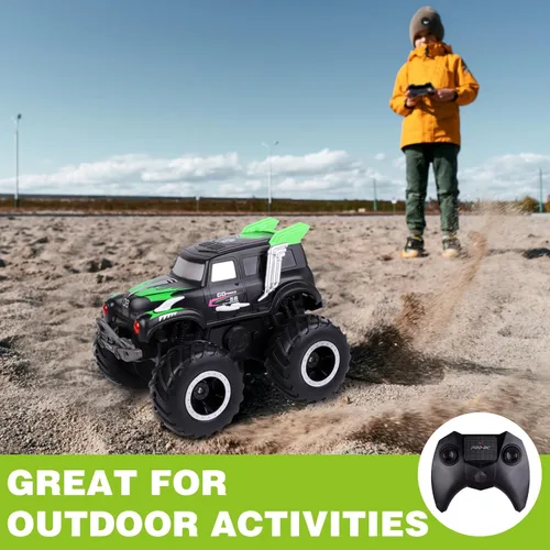 Vista 7 de Coches de control remoto anfibios, 1/20 Stunt RC Rock Crawler Monster Truck Toy con dos baterías recargables alternativas, vehículos todoterreno 4WD
