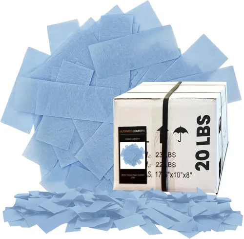 Vista 25 de Ultimate Confetti, Confeti Biodegradable Azul Bebé - Confeti de Papel de Seda Rectangular Revoloteante para Uso en Cañones y Lanzadores – Confeti