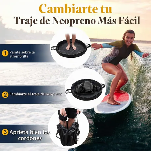 Vista 2 de Wetsuit Change Mat, Portable Large Beach Dry Bag Waterproof Changing Mats Negro