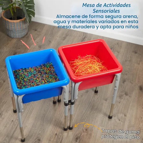 Vista 4 de ECR4Kids Mesas modulares de juego con arena y agua con tapas, varios colores, Azul, 1 Azul /Rojo
