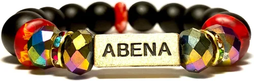 Vista 3 de Pulseras africanas tradicionales con nombre nacido en el día para mujeres de Ghana, materiales naturales, ajuste cómodo y holgado