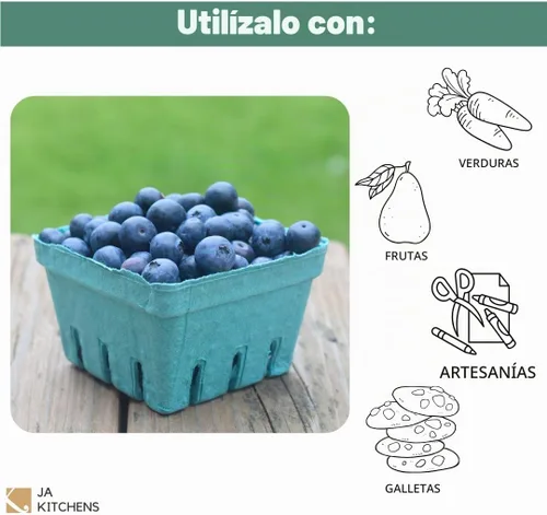 Vista 7 de Baya moldeada verde de la fibra de la pulpa/producto ventiló la cesta de 1 pinta (40 piezas) para la fruta y las verduras