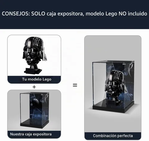 Vista 3 de Vitrina de acrílico para Lego 75304 Star Wars Darth Vader casco de cabeza negra modelo de bloque de construcción (solo caja, sin modelo), caja