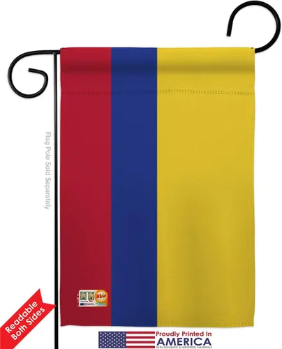 Vista 2 de Americana Home & Garden GS140055-BO-03 Banderas de Colombia de la Nacionalidad Mundial Impresiones Decorativas Vertical 13" x 18.5" Bandera de Doble