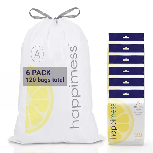 Vista 7 de happimess Bolsas de basura con cordón de 8 galones (30 litros), sin perfume, transparentes, resistentes para cocina y hogar, ajuste personalizado