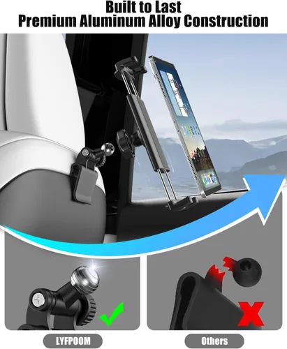 Vista 4 de Charchendo [Ajuste personalizado] Soporte de tableta para Tesla Model Y y Model 3, soporte de respaldo de asiento integrado para iPad Pro Air Mini