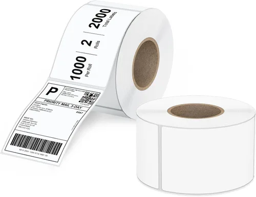 Vista 11 de Etiqueta térmica directa de 2 x 1 pulgadas, papel para códigos de barras, franqueo, dirección, perforada y compatible con impresoras Rollo, Zebra