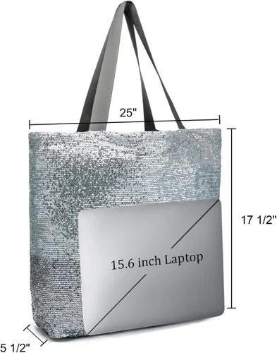 Vista 4 de Sequin Bling Tote Bag for WomenLarge Bling Beach Tote Bags