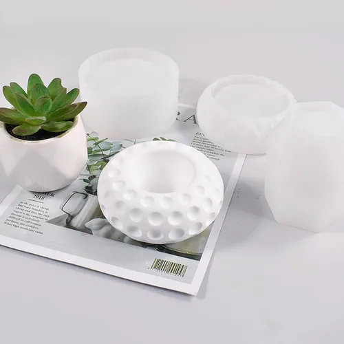 Vista 3 de Molde de silicona para macetas suculentas, moldes de hormigón y molde de cemento para hacer macetas pequeñas y jarrones