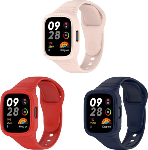 Vista 11 de Correas de reloj compatibles con Redmi Watch 3, funda protectora de silicona suave con correas de repuesto ajustable para reloj deportivo Redmi