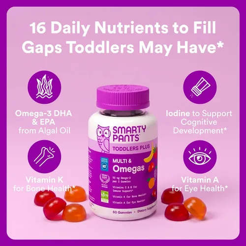 Vista 2 de SmartyPants Gomitas multivitamínicas Toddler Plus, vitamina D, Omega 3, 120