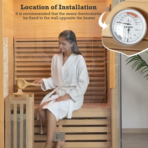 Vista 3 de Termómetro de sauna en Fahrenheit, termómetro higrómetro de sauna 2 en 1, medidor preciso de temperatura y humedad para saunas, accesorios de sauna