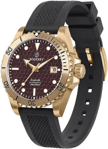 Vista 2 de BODERRY Relojes de buceo automáticos japoneses originales para hombre, caja de bronce con cristal de zafiro, reloj de pulsera mecánico impermeable