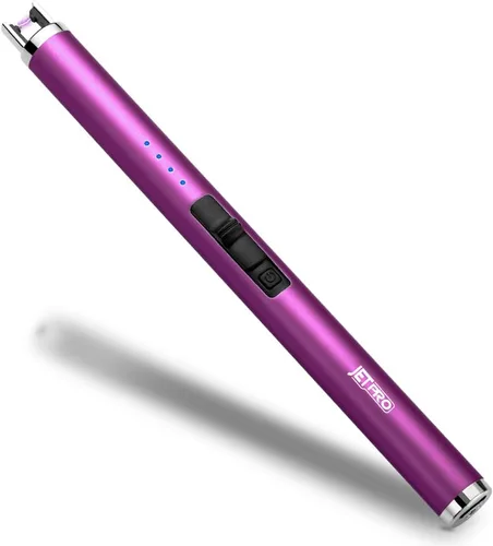 Vista 10 de Encendedor de velas recargable por USB, encendedor de arco electrónico, resistente al viento, sin llama, con botón de seguridad para camping, Negro