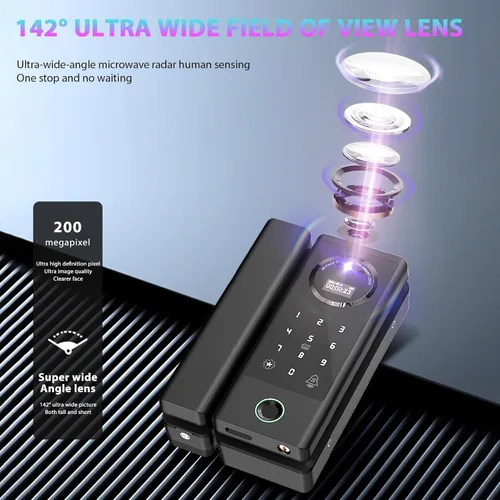 Vista 6 de Cerradura inteligente de vidrio cerradura de puerta WiFi desbloqueo remoto TT APP huella digital cara contraseña tarjeta IC métodos de desbloqueo