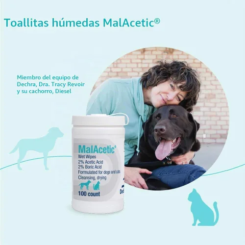Vista 6 de MalAcetic Toallitas húmedas para perros y gatos 100 unidades Limpieza, secado; 2% ácido bórico; 2% ácido acético; el embalaje puede variar