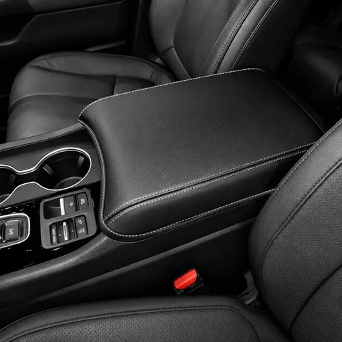 Vista 58 de Great-luck Funda de cuero para consola central, almohadilla para reposabrazos, accesorios de cubierta de caja (costuras rojas) para BMW X1 2023 2024