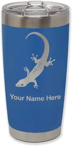 Vista 12 de LaserGram 20oz Vacuum Insulated Tumbler Mug, Gecko, Personalized Engraving Included (Black)