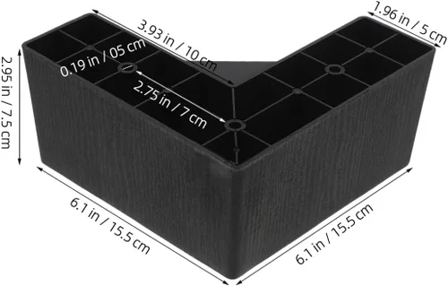Vista 2 de NUOBESTY Patas de muebles en forma de L, paquete de 4 con tornillos de 5.90 x 5.90 x 2.95 pulgadas, pies de soporte de plástico para sofá, cama